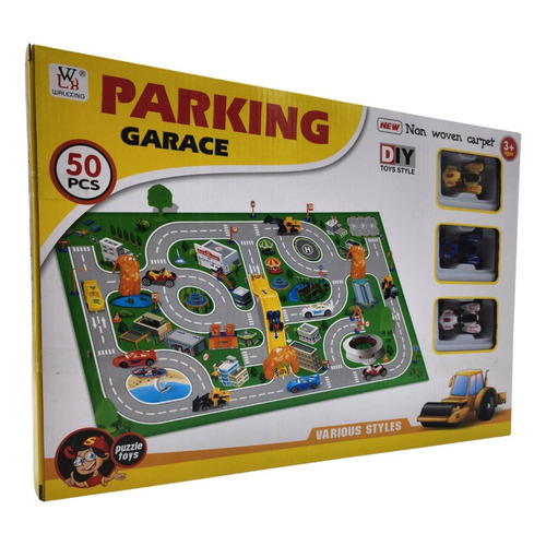 Juego Alfombra Para Niños Parking Garage Para Autitos 50 Pcs