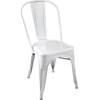 Cadeira Fixa Design Tolix Metal Pelegrin Pel-1518 Branca Cor Da Estrutura Da Cadeira Branco Cor Do Assento Branco