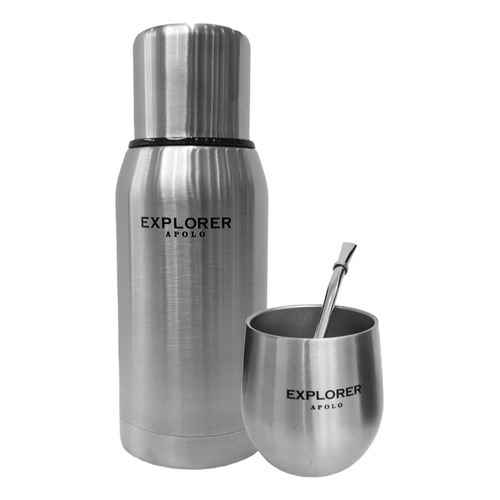 Termo Acero Inoxidable Explorer 750 + Mate 193 Ml + Bombilla Color Plata