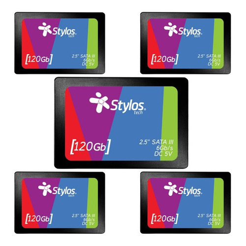 Kit 5 Discos Sólido Ssd Interno Stylos Stmssd1b 120gb Color Negro