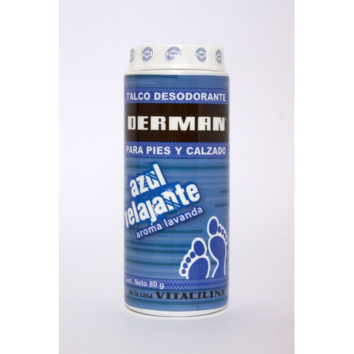 Talco Para Pies Derman Azul Desodorante Relajante 80g