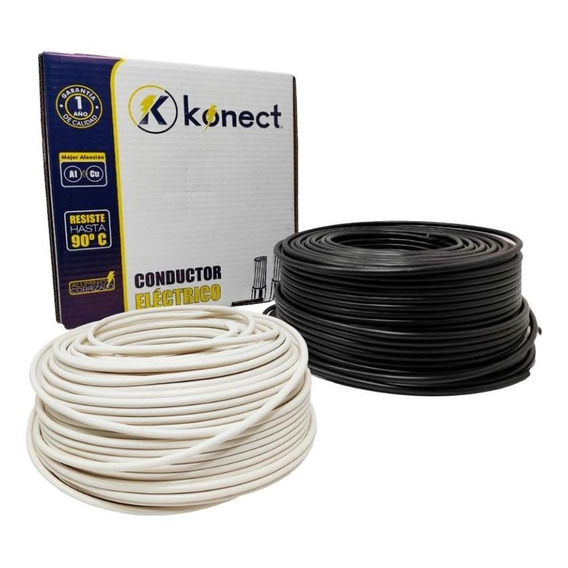 Kit 2 Cable Eléctrico Cca Calibre 8 100m C/u Blanco Y Negro 