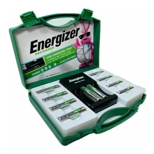 Estuche Energizer Cargador 6 Pilas Aa 4 Aaa Y Entrada Usb