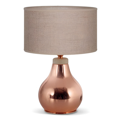 Velador Lampara Mesa Cobre Con Madera Arpi Osc Marí Lsi