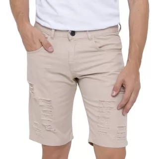 Bermuda Jeans Rasgada Desfiada Shorts Elastano Lycra Premium