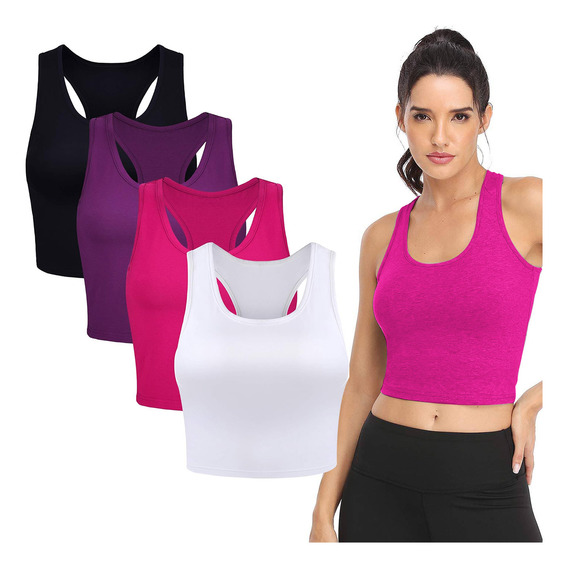 Set X4 Top Musculosa Deportiva Remera Entrenar Dama- El Rey