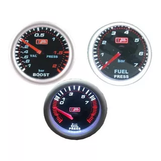 Kit 3 Relogi Auto Gauge P Combustivel, P Turbo, P Oleo Smoke