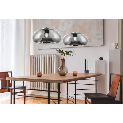 Lampara Colgante Ovni Fume Diseño Apto Led E27