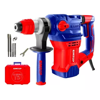 Rotomartillo Sds 850rpm 4000bpm 5,5j Accesorios 1500w Emtop Color Rojo Y Azul