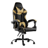 Silla Gamer Lumax Modelo Rom  Electroventas Color Negro/dorado Material Del Tapizado Piel Sintética