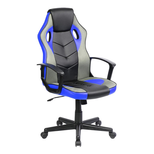 Sillón Ads Gamer Forks Plus Reclinable Color Azul Material del tapizado Curpiel
