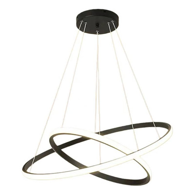 Lampara Colgante Doble Aro Led Cct Diseño Negro Ldf41040-n  Negro