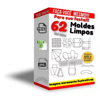 62 Moldes Limpos - Caixas Kit Festa Personalizados