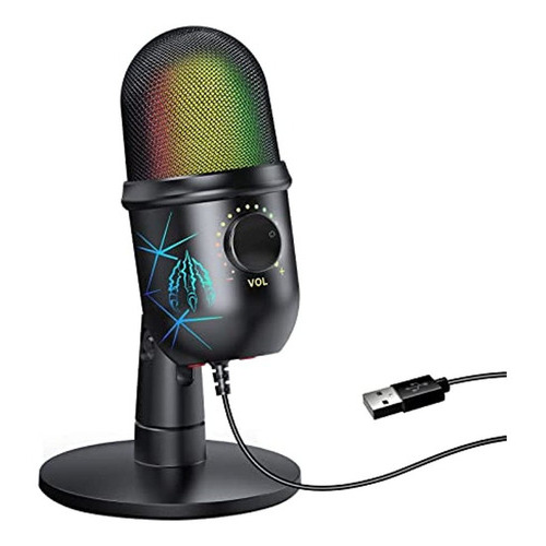 Microfono Usb De Condensador Rgb Mrsdy V5 | Reduccion Ruido Color Black
