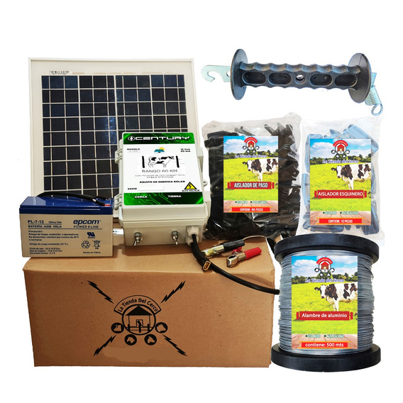 Cerca Electrica Para Ganado Kit Solar 60km + 500m De Alambre