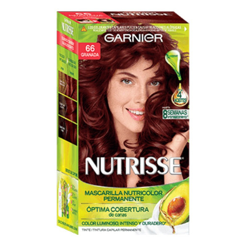 Kit Tinte Garnier  Nutrisse regular clasico Mascarilla nutricolor permanente tono 66 granada para cabello