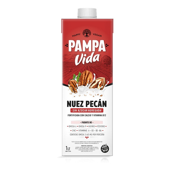 Bebida De Nuez Pecan Sin Azucar  Pampa Vida 1l