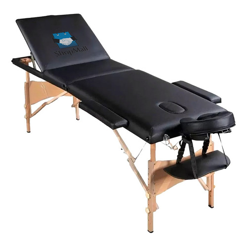 Camilla portátil para masajes de madera color negro ShopMall CM001 