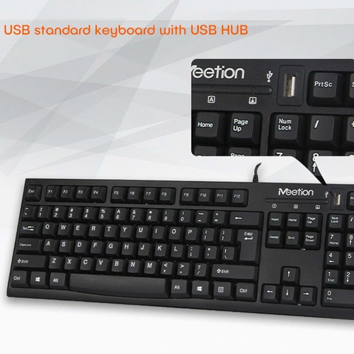 Teclado Con Cable Usb Mt-k815 Español Con Hub Usb - Meetion Color del teclado Negro Idioma Español Latinoamérica