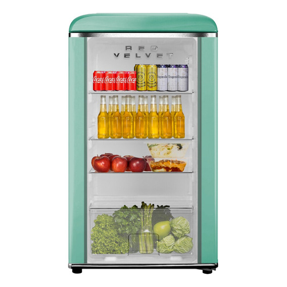 Frigobar Refrigerador Puerta Cristal Retro 95 L 3.3 Ft Mint Color Verde