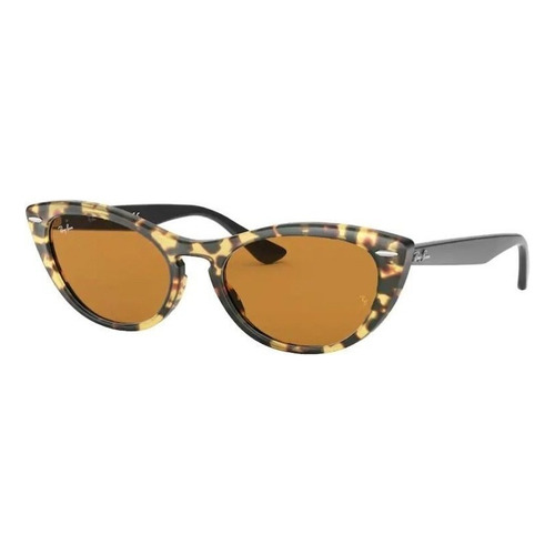 Anteojos de sol Ray-Ban Wayfarer Nina Mediano con marco de propionato color gloss yellow havana, lente yellow espejada, varilla black de propionato - RB4314N