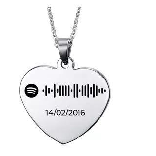 Collar Corazón Spotify Grabado Láser Canción Personalizado