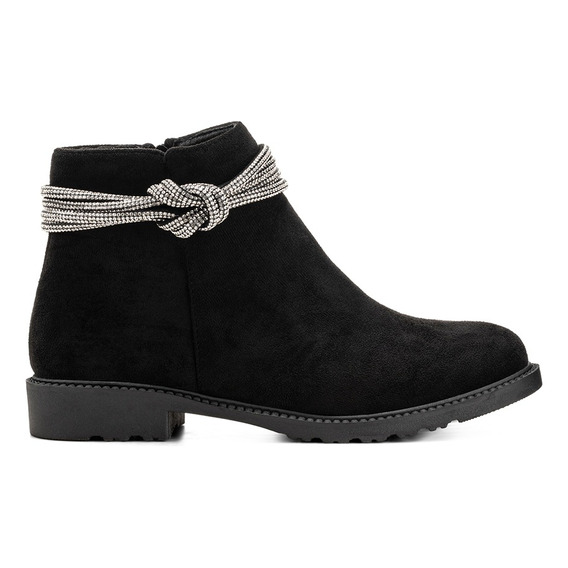 Botin Casual Mujer Taco Bajo Banda De Pedreria Comfort Weide