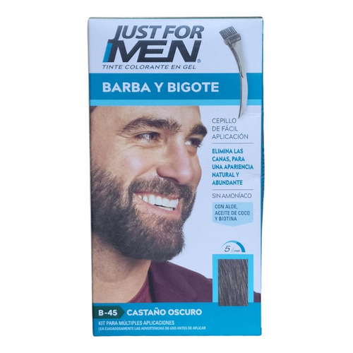 Just For Men Barba Y Bigote Castaño Oscuro Tintura En Gel