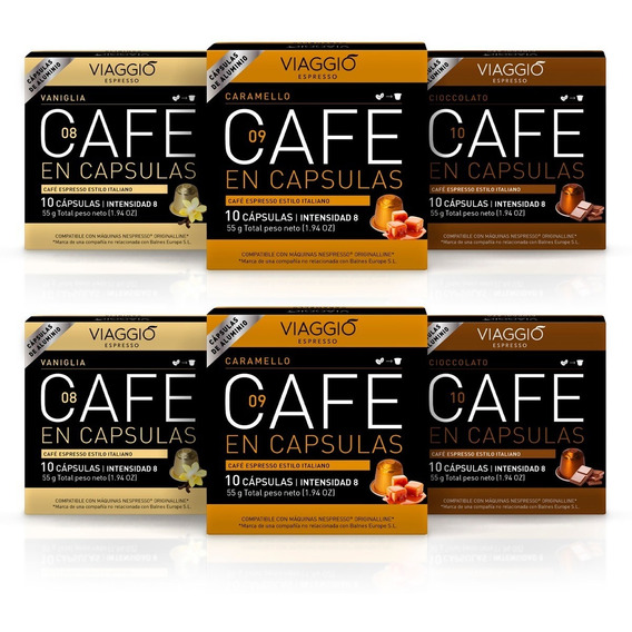 Cápsulas Café Viaggio Espresso Saborizados Promo X 60