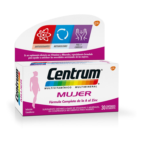 Centrum Mujer Multivitamínico Multimineral Suplemento 30comp