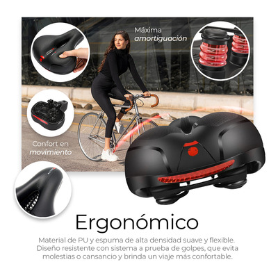 Asiento Sillin Bicicleta Mtb Raganet Dp003 Negro Cojin Ancho Suave Comodo Y Prostatico