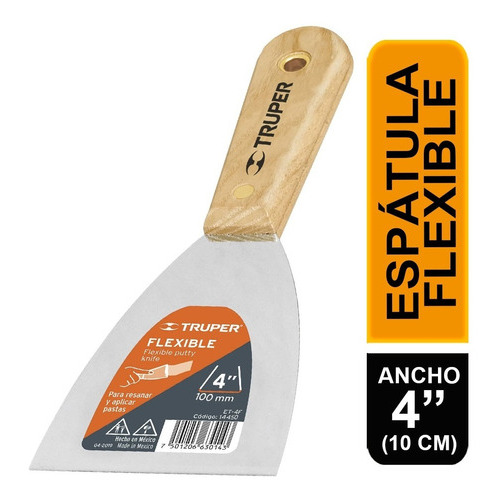 Espátula Flexible, Mango De Madera, 4' Truper 14450
