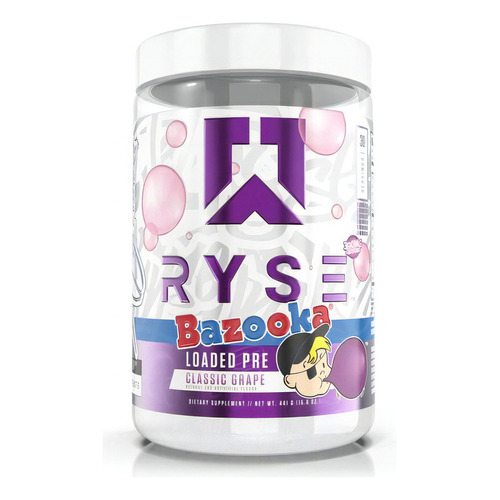 Ryse Up Supplements Loaded Pre Entreno 30 Serv Sabor Bazooka Classic Grape