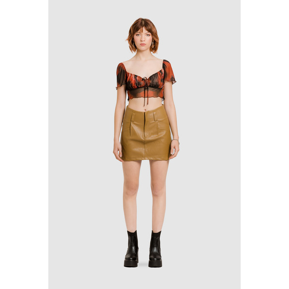 Mini Falda Paramore Cuero - Camel