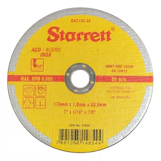 Kit 12 Disco De Corte Starrett Para Metal E Aço Inox 7 Pol