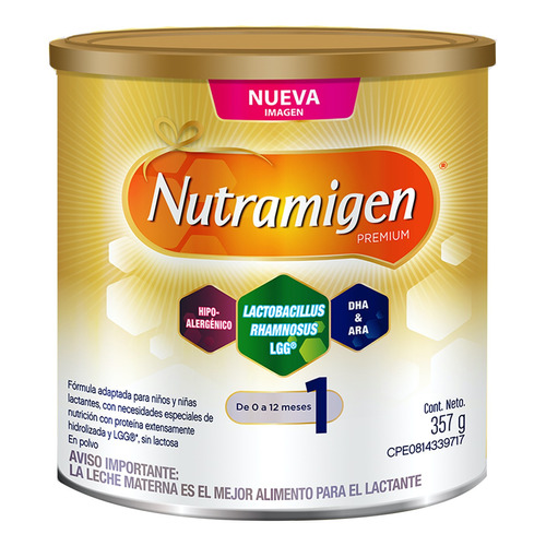 Leche de fórmula en polvo sin gluten  Mead Johnson Nutramigen Premium con LGG  en lata de 357g - 0  a  12 meses