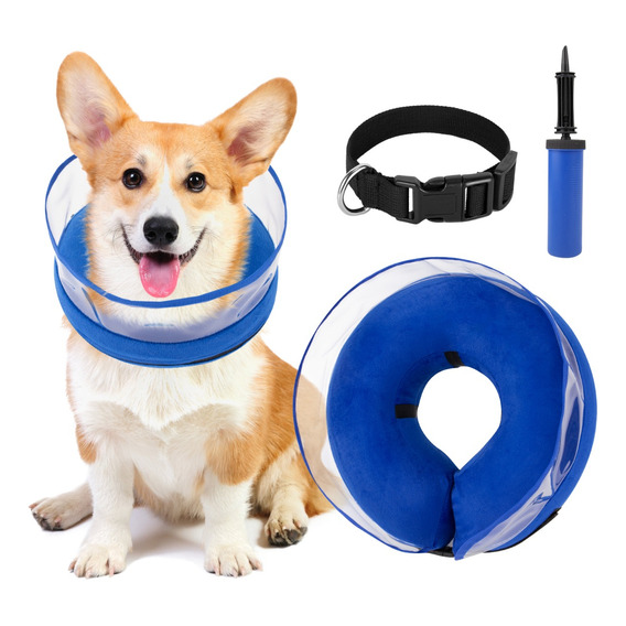 Collar Isabelino Inflable Protector Perros Gatos Talla S-xl