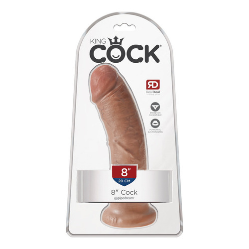 Dildo 20cm King Cock 8´´ Realista Base Con Succion Bronceado