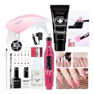 Kit X10 Polygel + Mini Cabina + Torno Fresas Uñas Gelificada