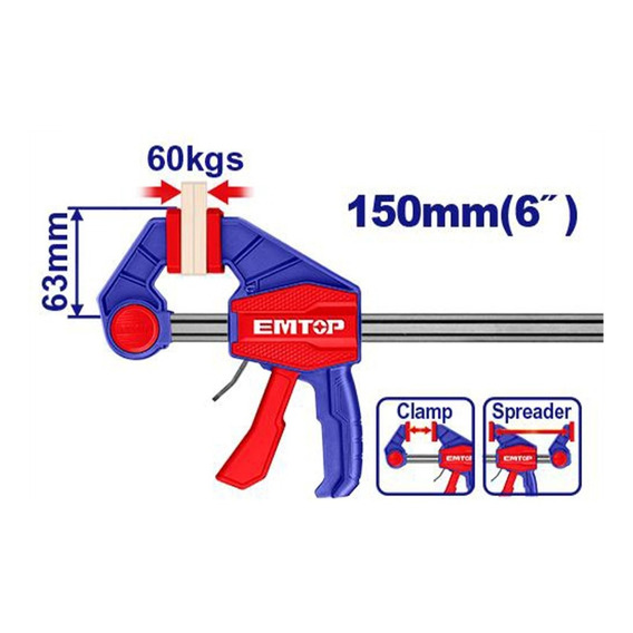 Prensa Rápida Autoajustable 63x150mm 60kg Carpintero Melamin