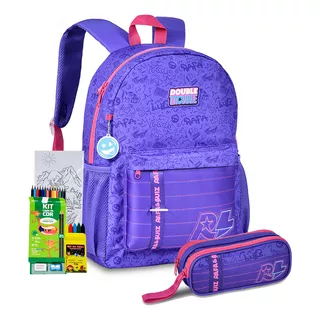 Kit Mochila Estojo Duplo Rafa Luiz Youtuber Juvenil Menina