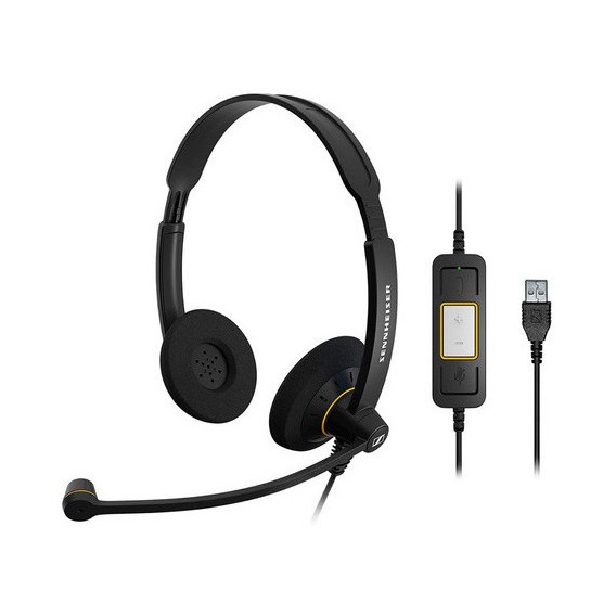 Auriculares over-ear Sennheiser Culture SC60 USB con micrófono, color negro. 