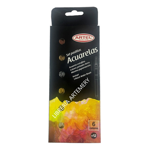 Acuarela Artel 6 Pastillas Incluye Pincel De Agua Color Tierra