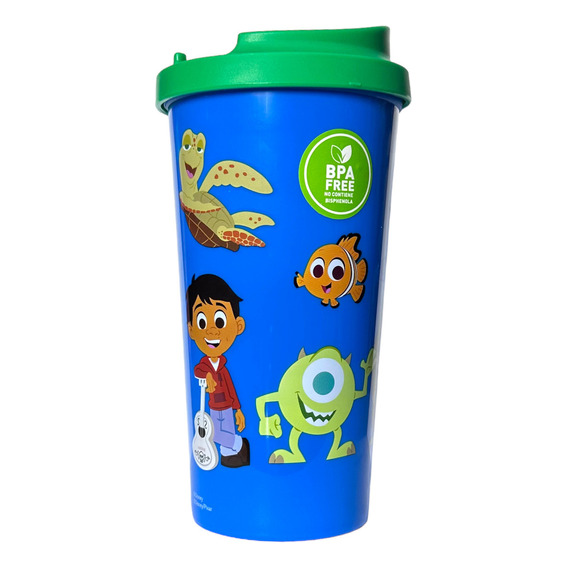 Mug Vaso Plastico Con Tapa Disney 100 Años Coco Pixar 500ml