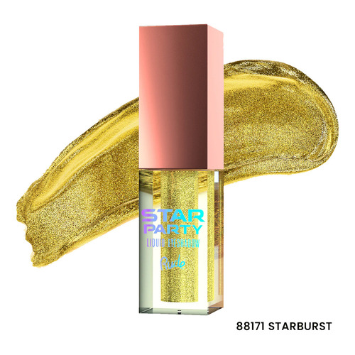 Sombra Liquida Star Party Liquid Eyeshadow Tono Starburst (amarillo Dorado) Acabado Con Glitter Rude Cosmetics