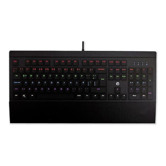 Teclado gamer HP GK500 QWERTY español latinoamérica color negro con luz RGB