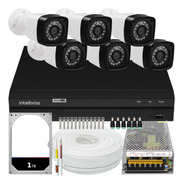 Kit Dvr Intelbras 8 Canais 1tb E 6 Câmeras Full Hd Fonte 10a