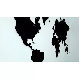 Planisferio 1.50x0,80 Mapamundi En Madera Enchapado Negro  