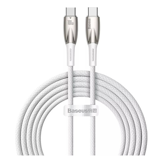 Cable Baseus Usb-c / Usb-c Carga rapida  Pd 100W de 2 metros Color Blanco