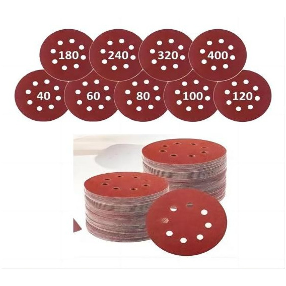 Set 100 Lijas Velcro Con 8 Orificios 125mm 5 Pulgadas / Uss